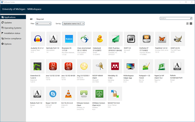 software center - applications tab